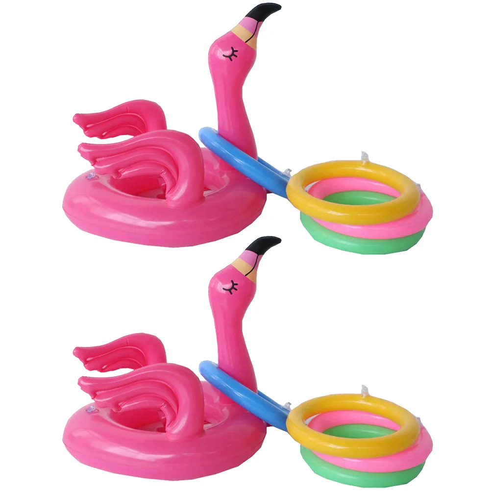 

2 Sets Flamingo Ferrule Novel Toys Cartoon Toss Ring Game Supplies Creative Lovely Throwing Ting Kid Hoops Props