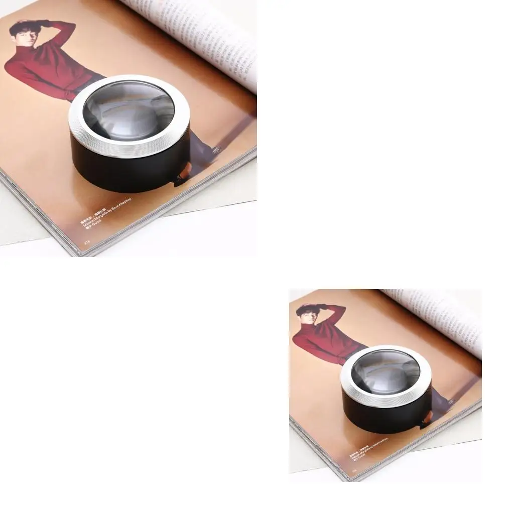 Portable Desktop Dome Reading Magnifier with 3 Led 5X Lens Handheld Glass Cylinder for Seniors Gift