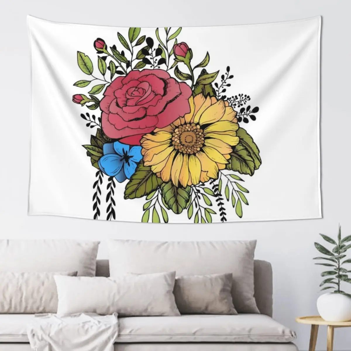 

SUNFLOWER & ROSE Tapestry Decoration For Bedroom Bedroom Deco Aesthetic Room Decor Decoration Wall Tapestry