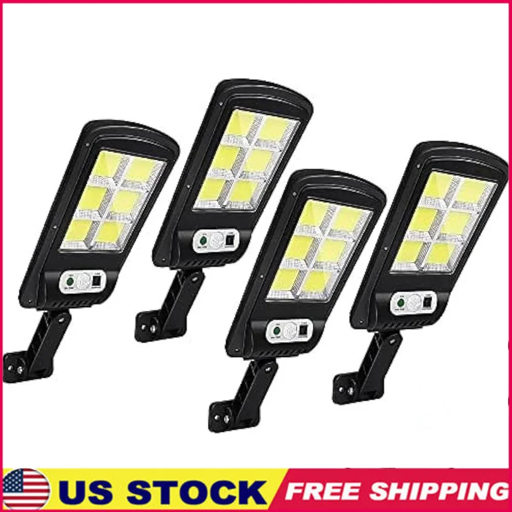 

120 LED Solar Street Lights Outdoor 4 Pack Motion Sensor Remote Control Solar Security Wall Light IP65 Waterproof Adjustable