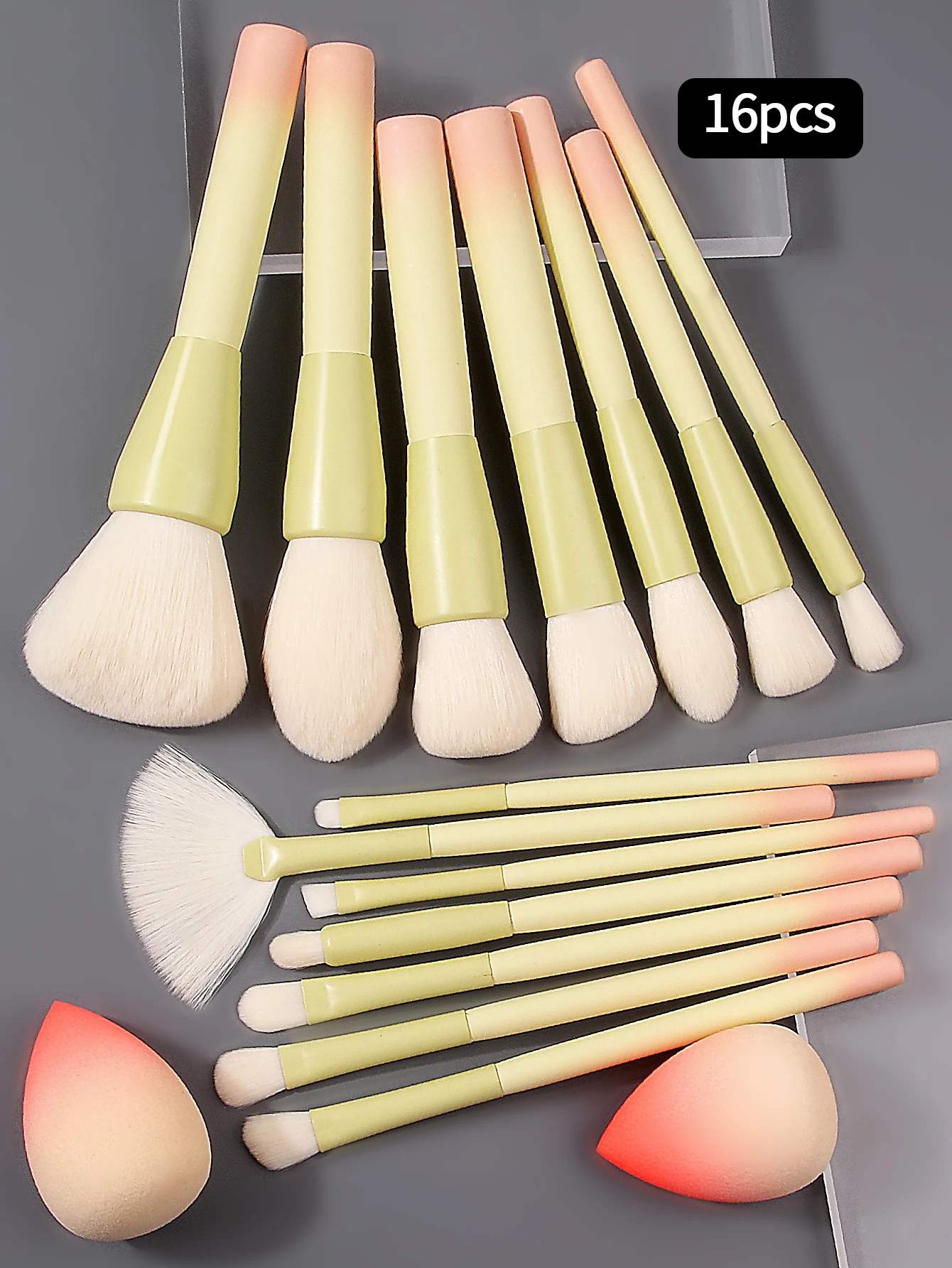 Juego de brochas de maquillaje profesional de 14 piezas con 2 esponjas: brochas para base/blush/ojos, kit de cosméticos de viaje para regalo para principiantes y mujeres