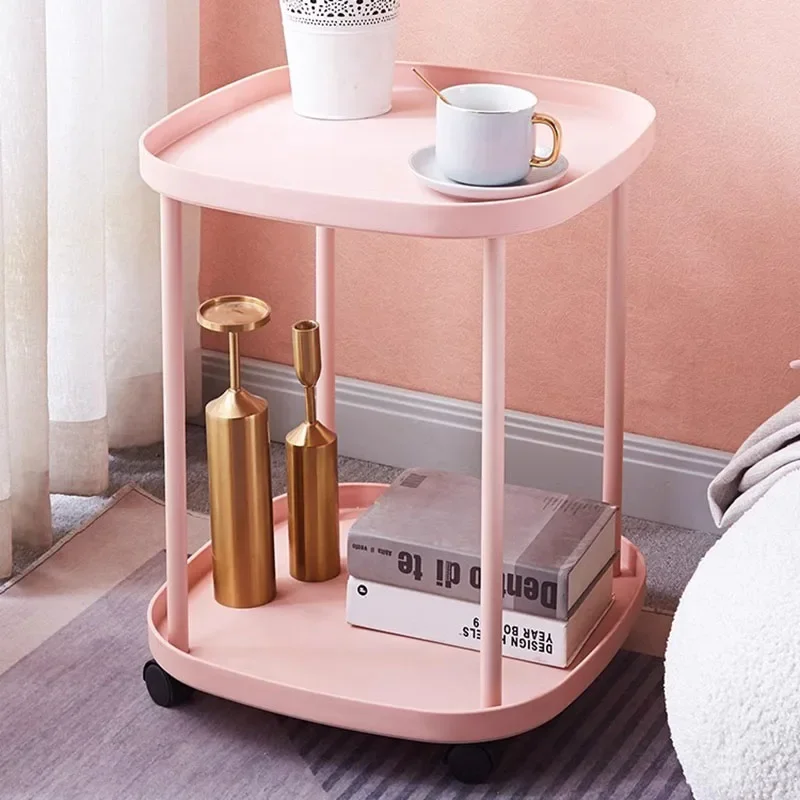 

Sofa side removable coffee minimalist bedside bedside small balcony creative cart double shelf