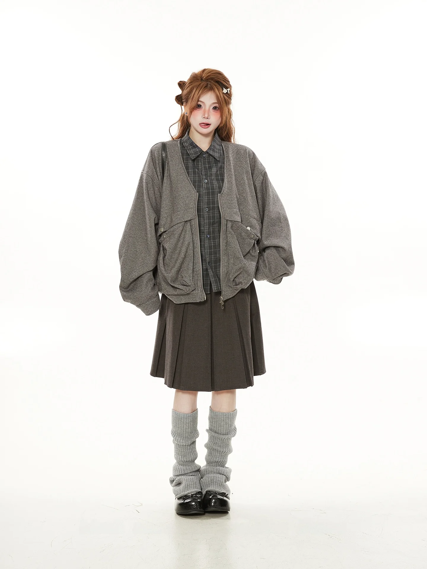 

Ретро-куртка женская демисезонная тонкая свободная с эффектом двухслойности, в клетку, с пэчворком, модная, для повседневной носки