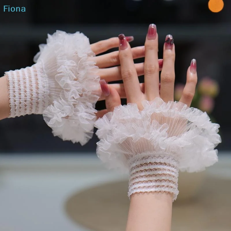 

☭Manicure Sleeve For Nail Art Lace Fake Pleated Cuff Manicure Photography Props Fake Sleeves Nails Accessories Supplies Charm