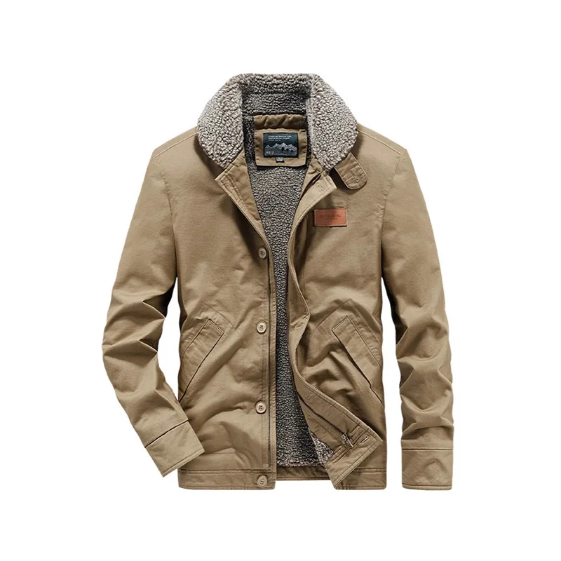 

Winter Men's New Lamb Wool Padded Jacket Retro Casual Tooling Clothes Windproof Cashmere Warm Padded Coat Daily Fashion Coat