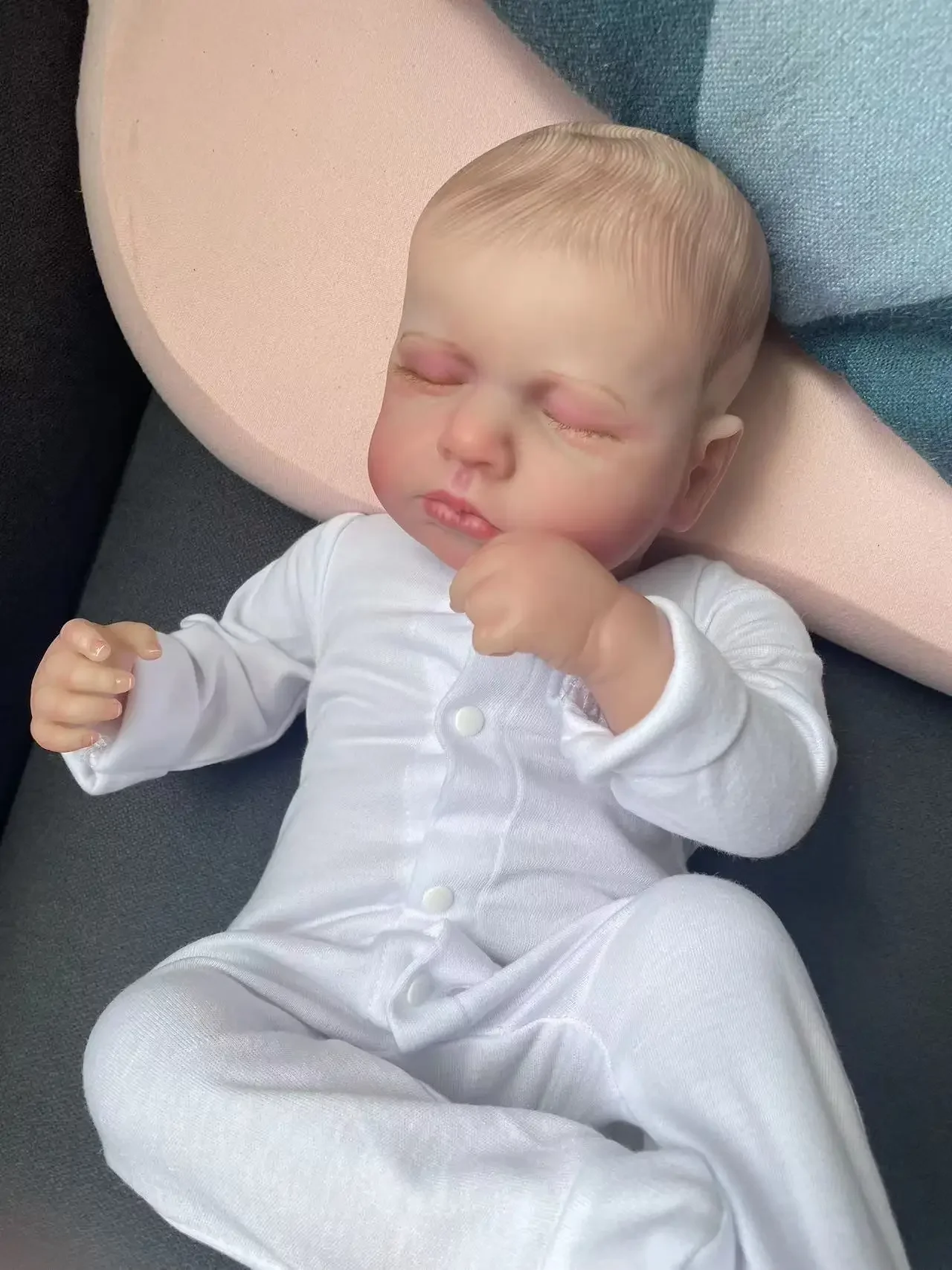 Clearance 19inch Sleeping Loulou Newborn Size Baby Reborn Dolls Hand-painted Hair 3D skin multiple Layers Visible Veins