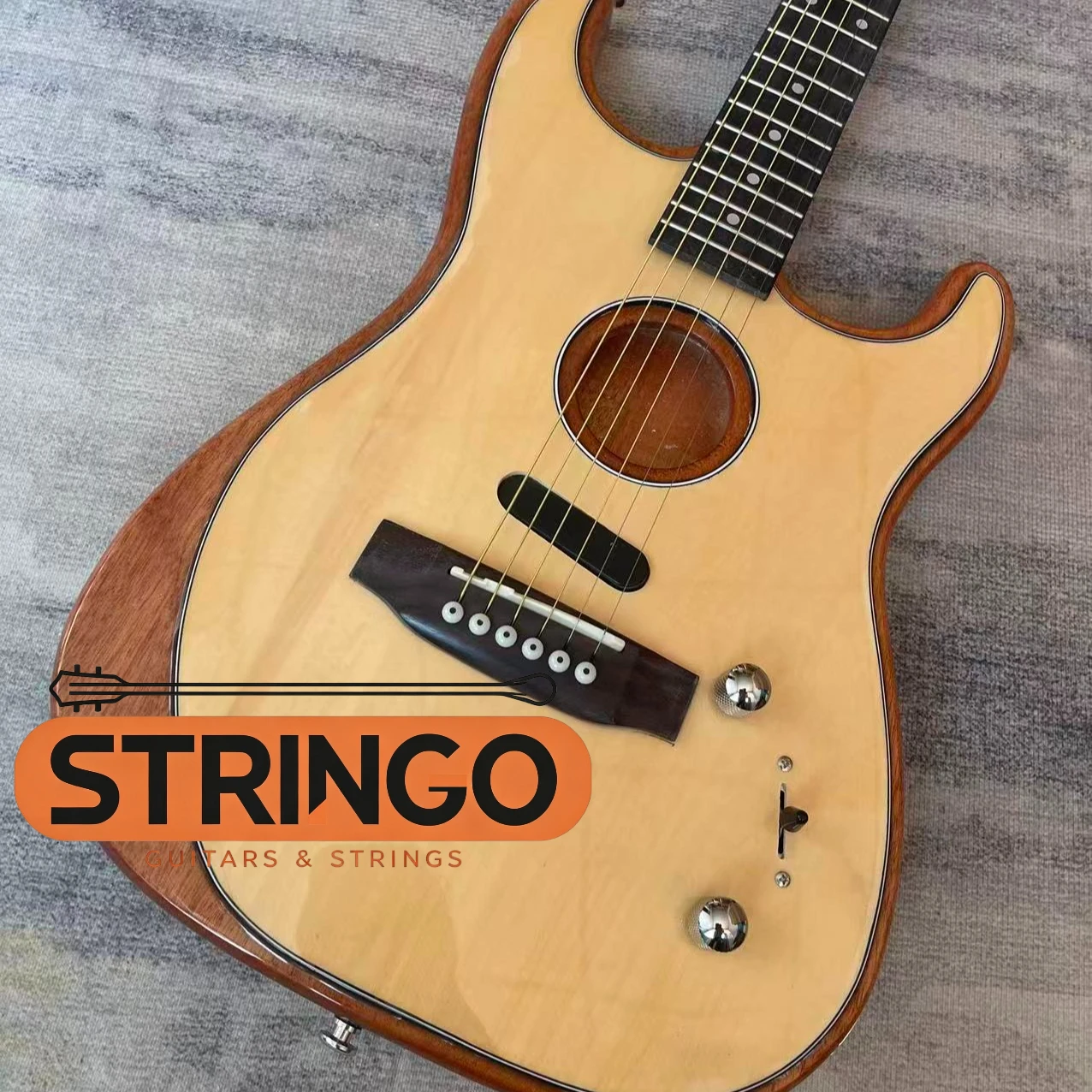 STYU Acoustic Electric Silent Guitar Spruce Top Mahogany Side Back Folk Electric Dual Use Stage Guitar