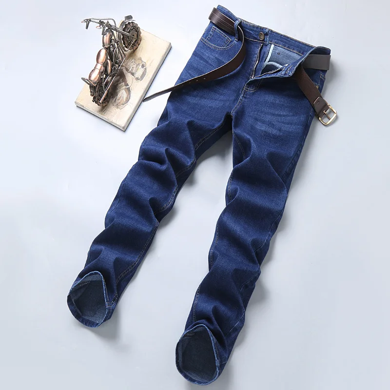 

Spring and Autumn Fashion Solid Color Straight Leg Stretch Denim Trousers Men's Casual Comfortable Breathable High Quality Jeans
