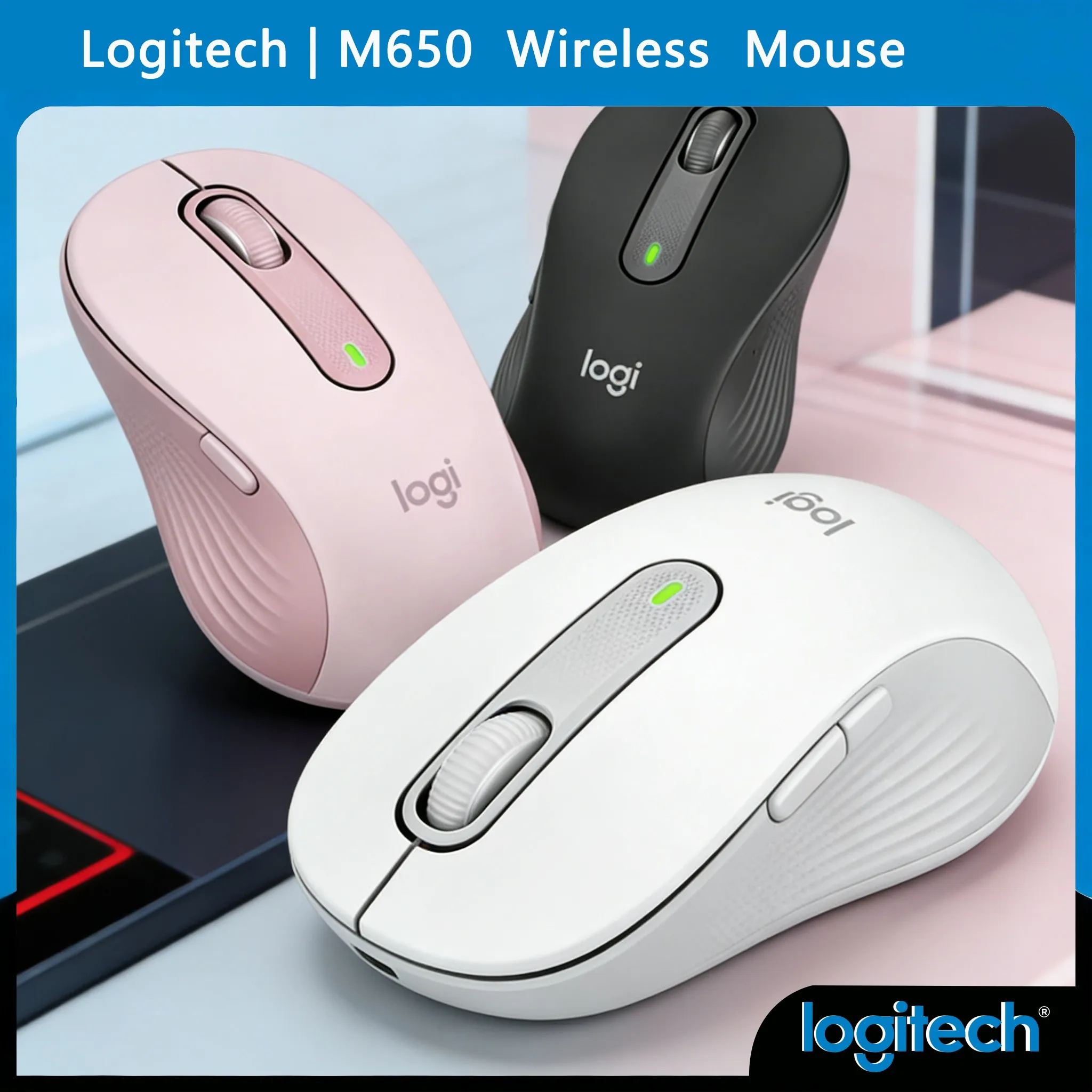 

Logitech M650/M650L/M750/M100R/M330/M350 Large Wireless Mouse, SmartWheel Precision & Speed, Silent Click, Dual Mode, Long Batty