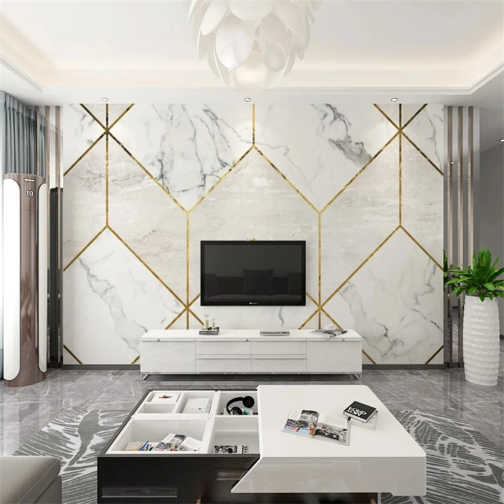 

Custom Nordic geometric pattern imitation marble mural living room sofa bedroom decoration wall covering wallpaper Stickers