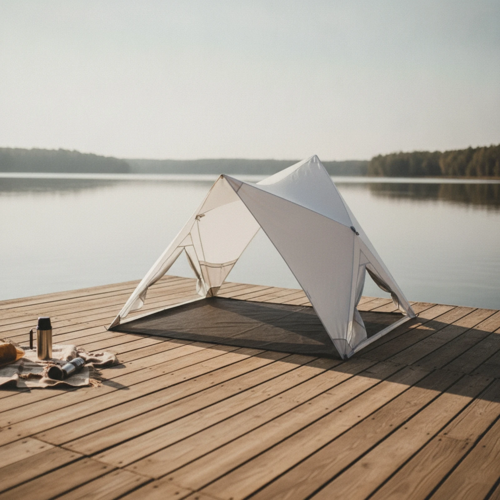 Tent Canopy with Open Sides Lightweight Triangular-Frame Tent Shelter Easy-to-Set-up Reinforced for Campers, Camping, Beach - view 4