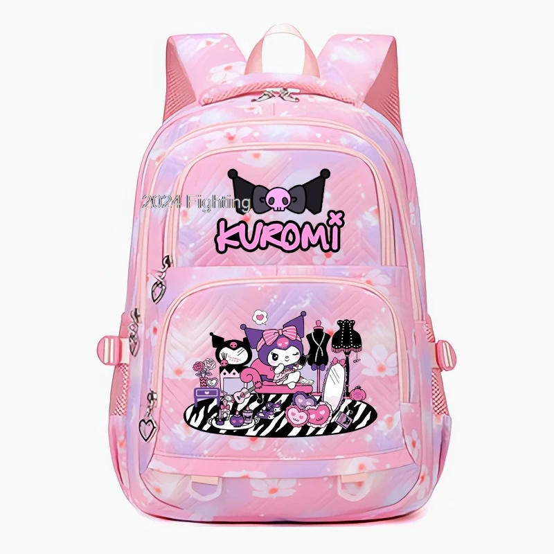 Purple Kuromi School Bags Girls School Backpack Kawaii Cartoon Printed School bag Cute Girls School Supplies