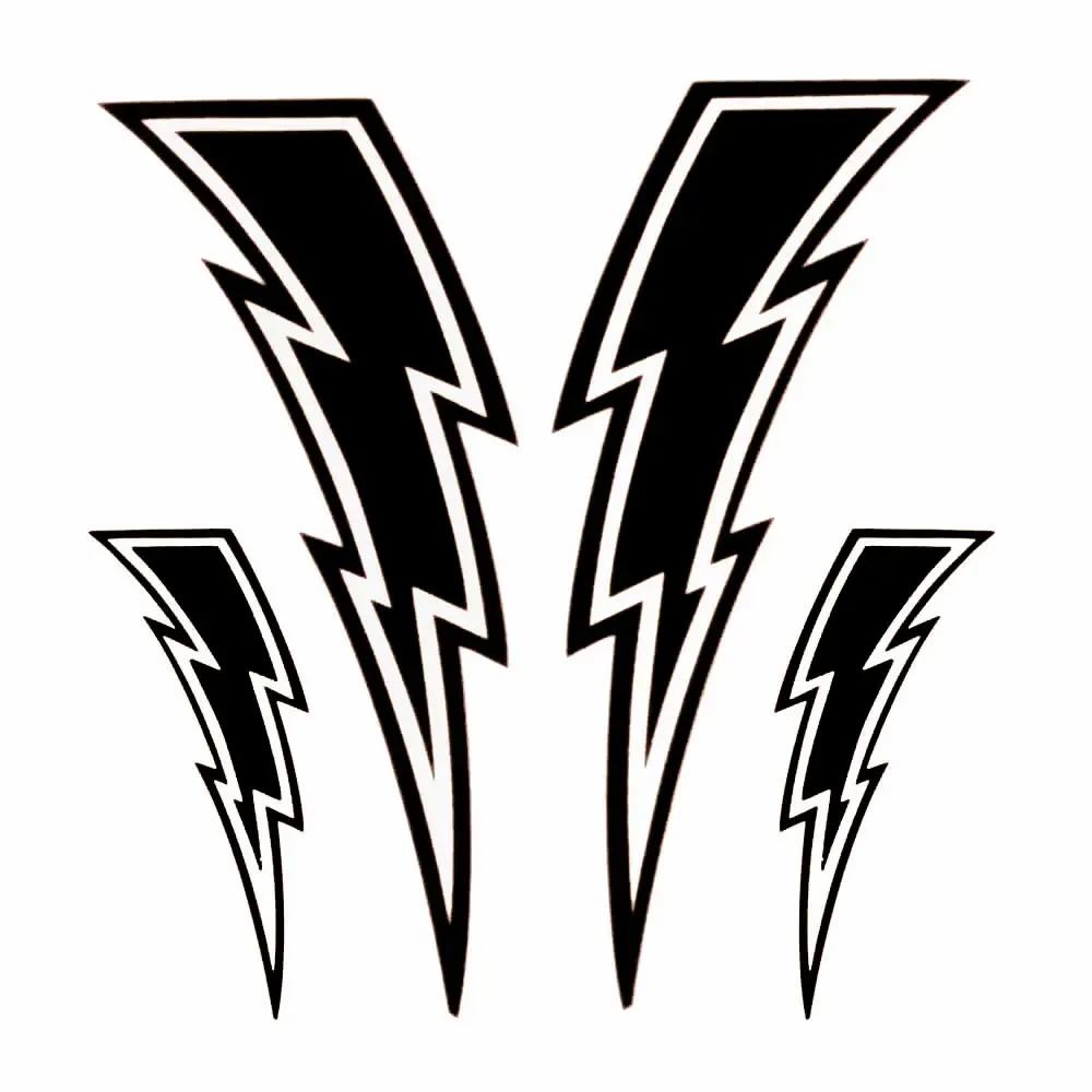 BMX 라이트닝 볼트 데칼 스티커 4개 세트 – 자전거 프레임용 방수 비닐 그래픽 – 색상 및 크기 선택