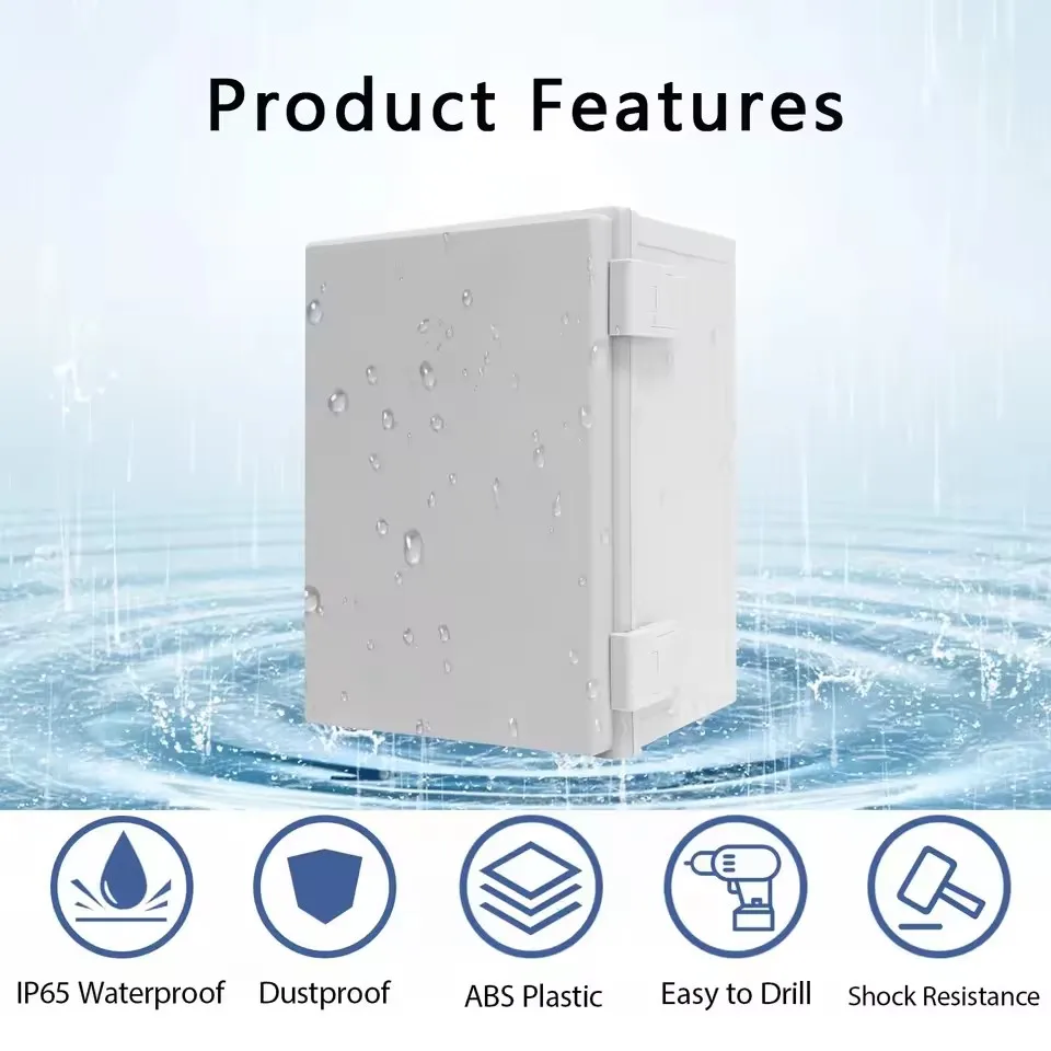 IP66 Waterproof Junction Box Enclosure ABS Plastic with Hinge Buckle Electronic Power Distribution Box for Electrical Project