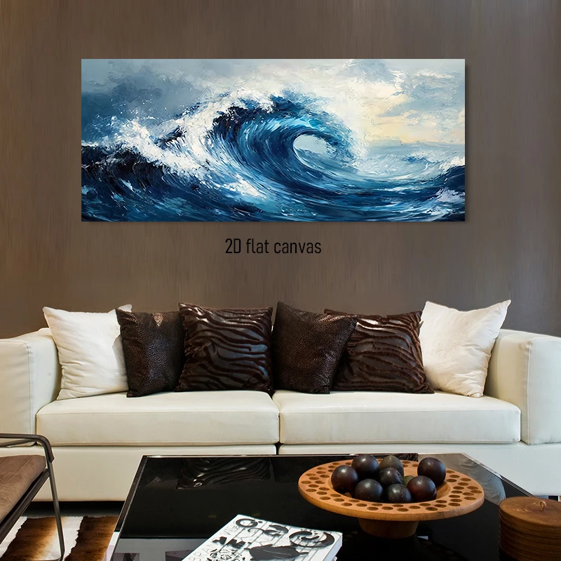 1pc (No frame),1 stunning ocean wave oil painting, home decoration painting, frameless painting, 2D flat