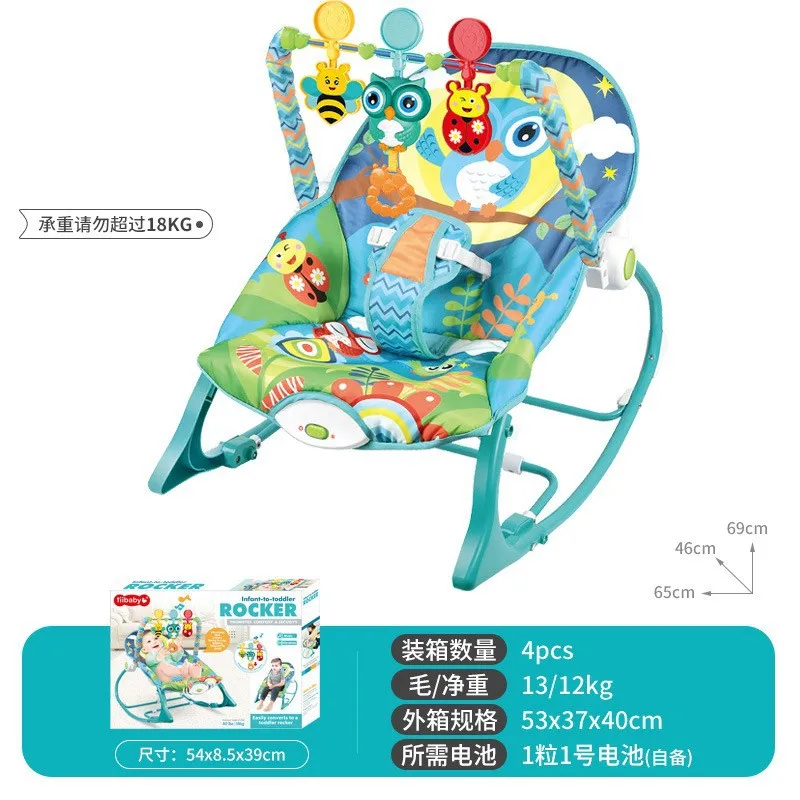 Hot Selling Electric Baby Rocking Chair with Hanging Toy Bar Music Soothing Bouncer for Newborn 0-1 Year Old Infant Comfort Seat