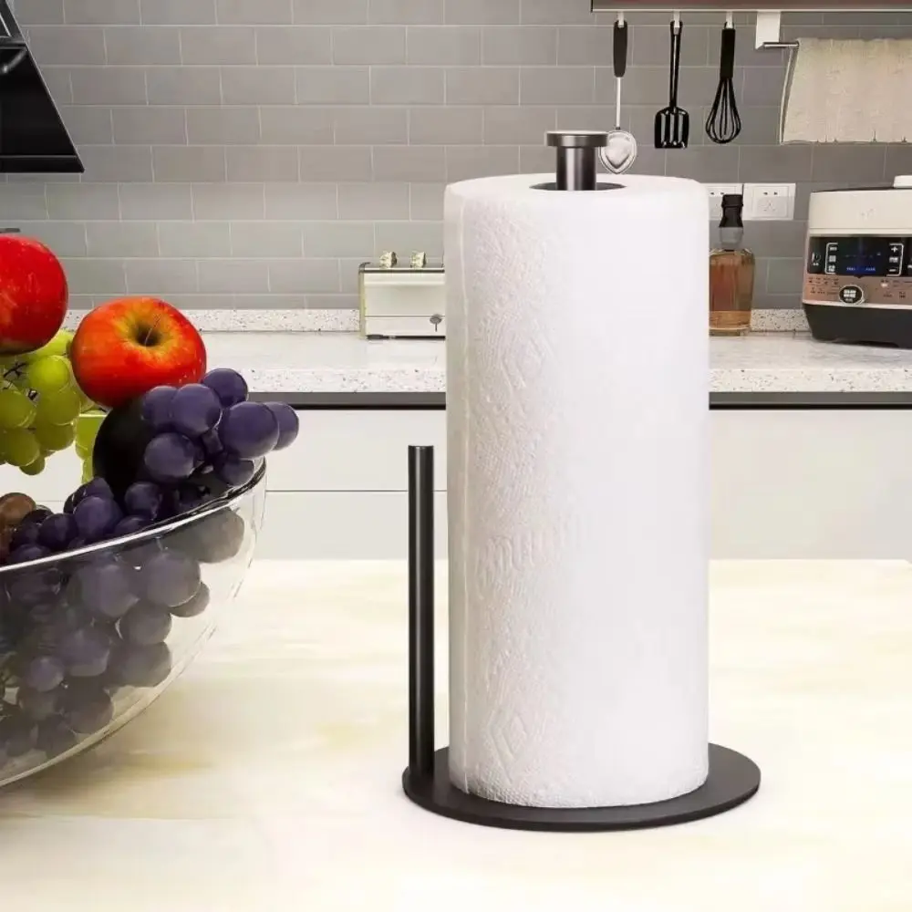 

Stainless Steel Paper Towel Holder One-Handed Tear Sturdy Kitchen Roll Dispenser Weighted Base Space-Saving