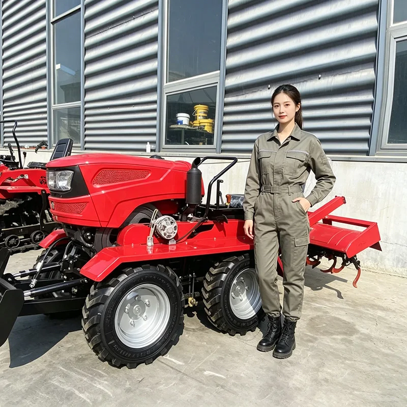 Motozappa Rotativa a Quattro Ruote Personalizzata di Ottimo Rapporto Qualità-Prezzo, Micro Motozappa a Ruote e Trattore Agricolo con Operatore a Bordo