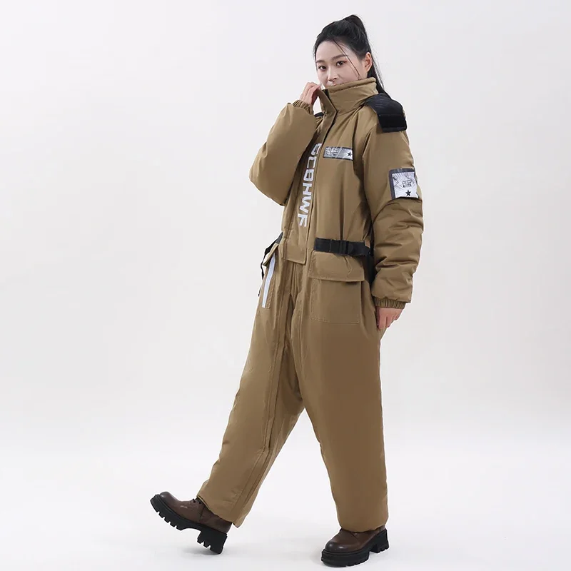 Winter Thick Fleece Jumpsuit for Men Women Cold Resistant