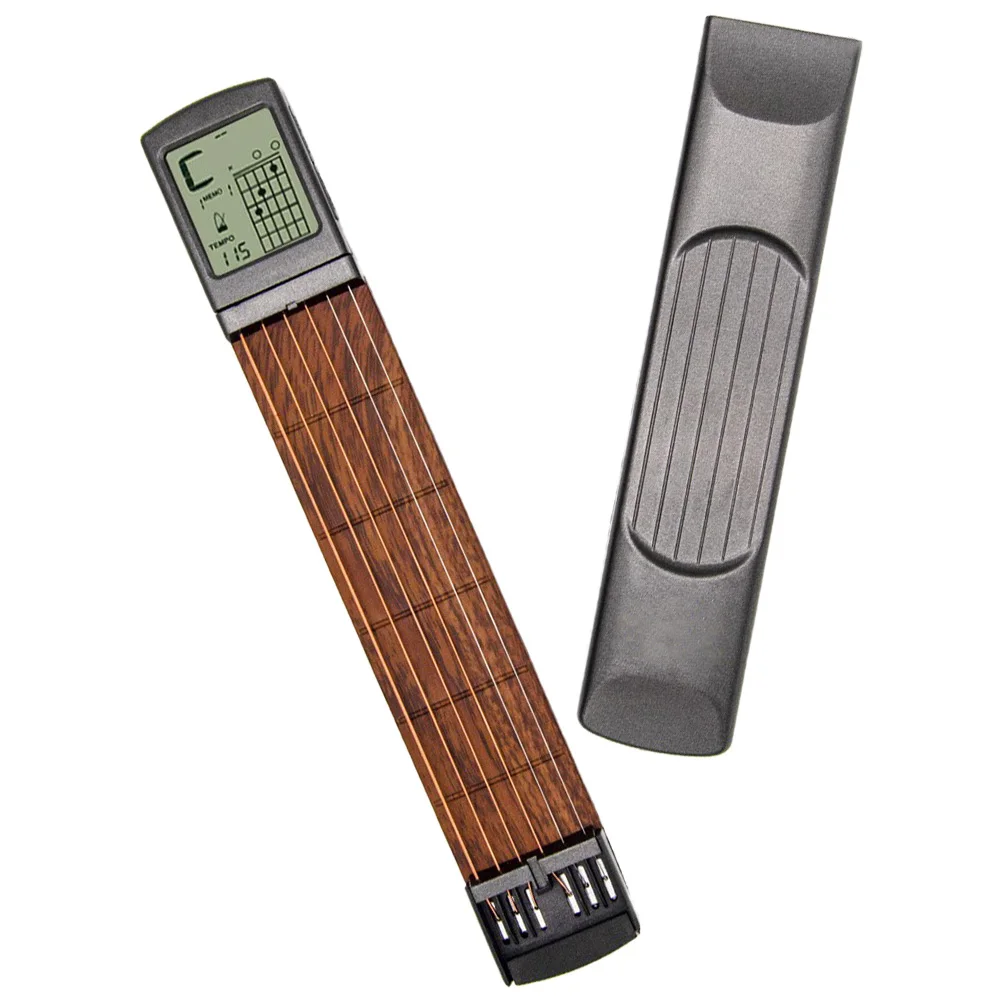 

Electronic Screen Guitar Black Mini Portable Pocket Practice Tool for Beginner Guitarist Fretboard Trainer Musical Instrument