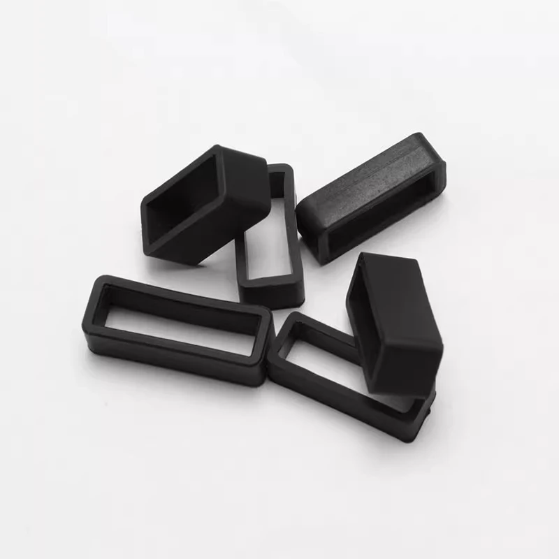 2pcs Silicone fluororubber Watch Band Keeper Holder Loop For any brands 16/18/19/20/22/24/26/28mm Black Watchstrap Activity Ring