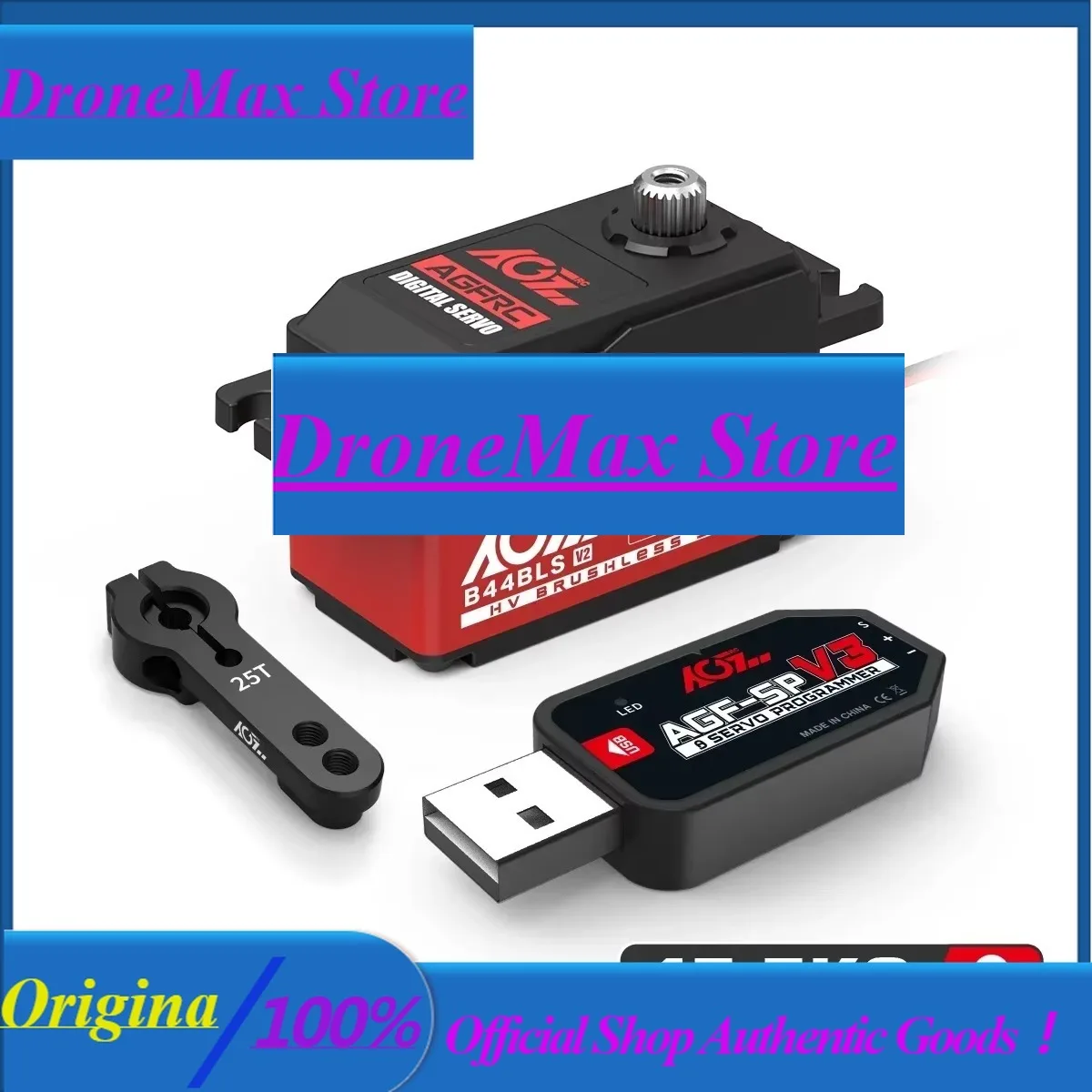 DroMaAGFRC B44BLS V2 45g Titanium Gear Super Speed 0.062Sec 15.5KG Low Profile Brusheless Digital RC Servo For 1/10 Drift Racing