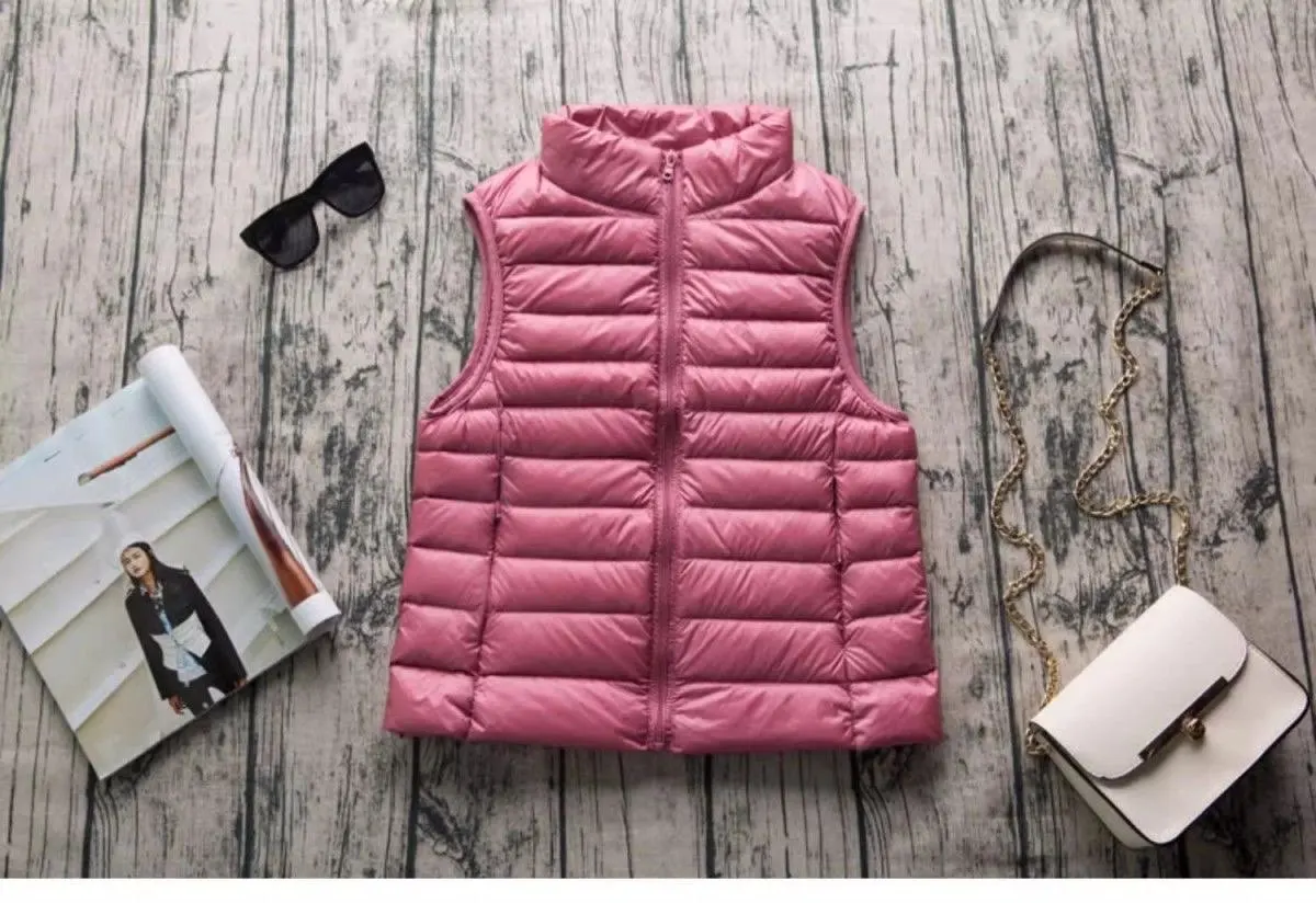 Spring Autumn Women Lightweight Puffer Jacket White Duck Down Vest Warm Winter Slim Sleeveless Waistcoat Female Portable Outwear