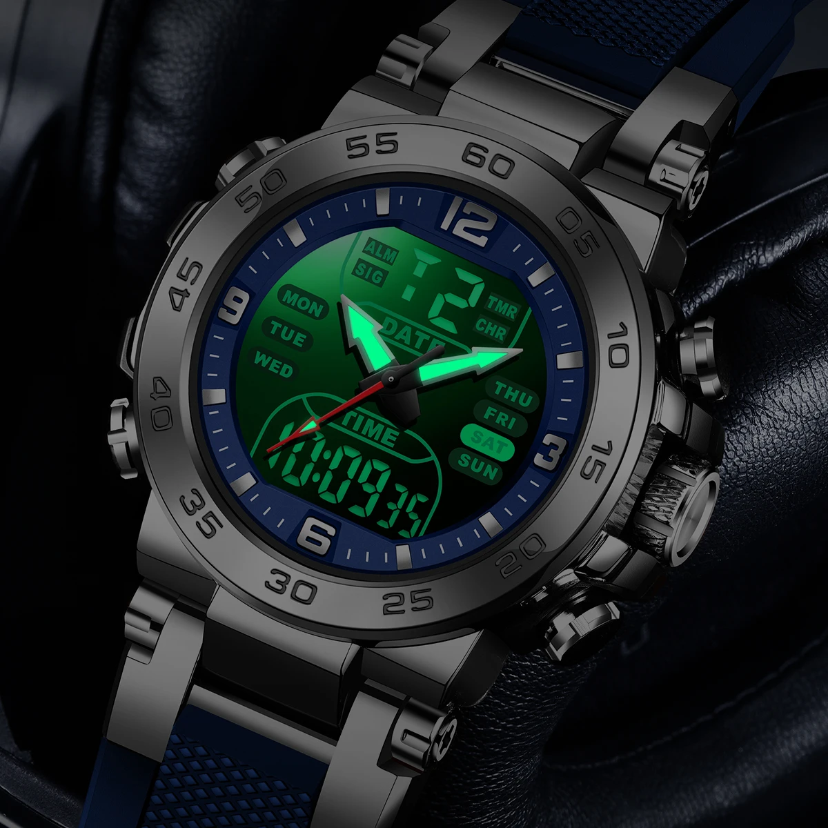 FOXBOX ساعة رجالي مضيئة جديدة عسكرية رياضية كوارتز ساعة يد مزدوجة مقاومة للماء تاريخ الأسبوع ساعات للرجال relogios masculino