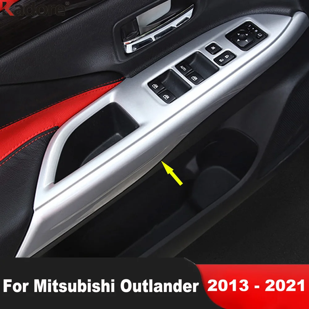 

Для Mitsubishi Outlander 2013-2021 матовый автомобильный внутренний дверной подлокотник, ручка, накладка, переключатель подъема окна, кнопка, панель, аксессуары