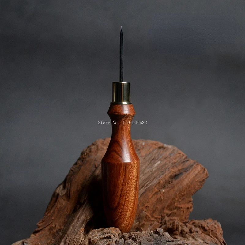 Homemade Handmade Leather Piercing Tools Awl Solid Wood Olive Cone Flat Cone DIY Leather Crafts To Make Through Hole Utensils image 3