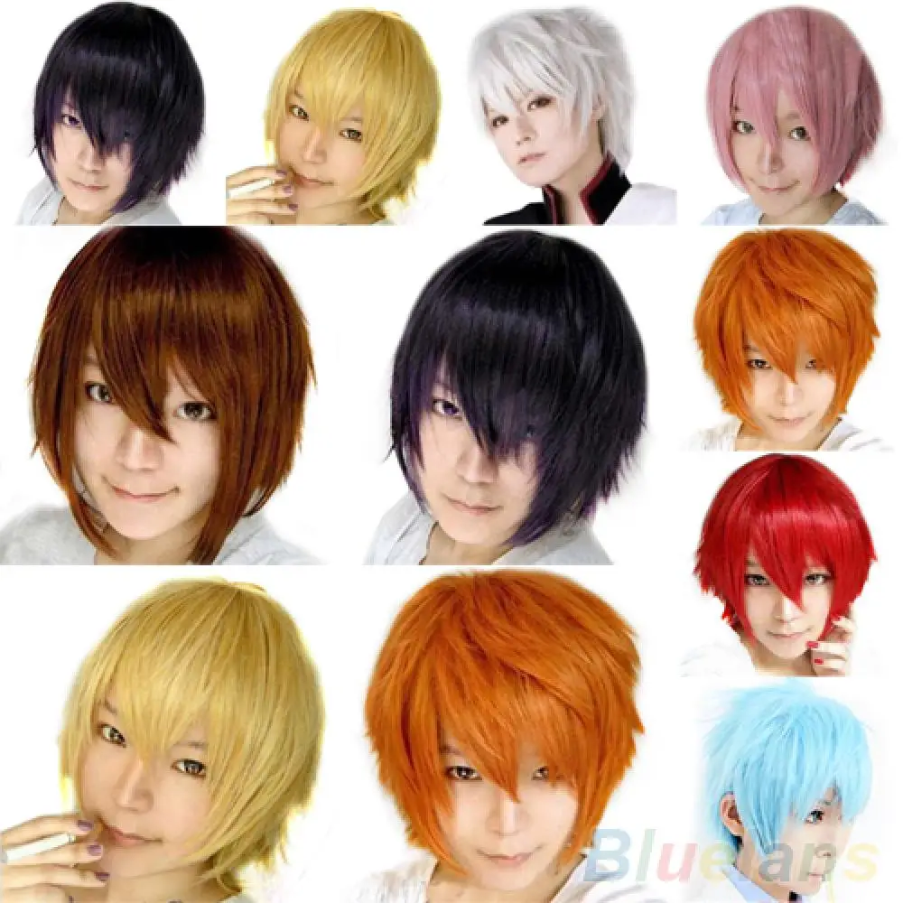 Short Straight Cosplay Wigs For Men And Women Synthetic Wigs Heat Resistant Fiber Anime Wig