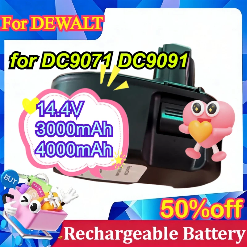 

For DEWALT DC9071 DC9091 14.4V 3000mAh 4000mAh Li-ion Ni-MH Replacement Battery for Cordless Drill Power Tools