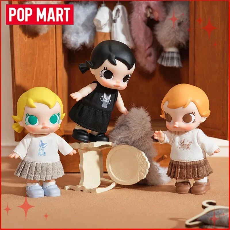 

Подлинная виниловая кукла Popmart Baby Molly Winter Fit в клетку, слепая коробка, милый брелок-сюрприз, подарок на день рождения