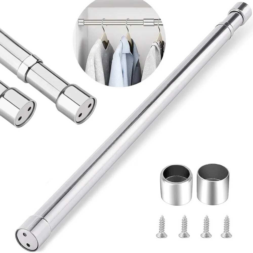 New Stainless Steel Curtain Telescopic Pole Loaded Hanger Adjustable Hanging Rods Bathroom Product Household Wardrobe view 4