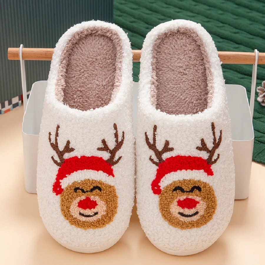 Gacimy Winter Fuzzy House Slippers For Women Warm Fur Fluffy Cotton Slides Cozy Soft Chrismas Plush Slippers Cute Furry Slippers - Image 2