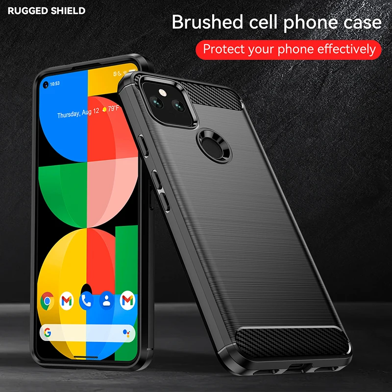 Carbon Fiber Soft Silicone Case For Google Pixel 5 6 7 Pro 6A 5A 12 13 13A 14 15 XL 15A 14A 4A Brushed Texture Thin Cover Case