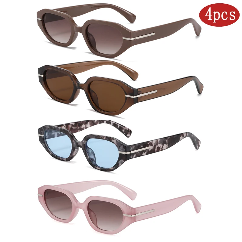 Camping 4 Sets Fashion Square Anti Light Glasses Women Men Cat Eye Sunglasses Luxury Colorful Unisex Outdoor Glasses UV400