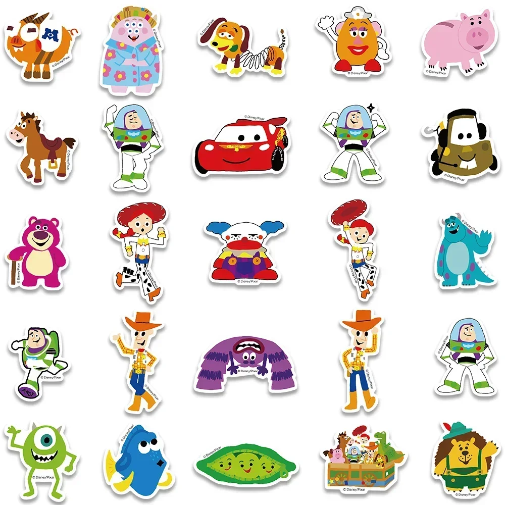 50pcs Disney Pixar Animation Lots-o\'-Huggin\' Bear Lightning McQueen Stickers Graffiti Decals For Kids Laptop Luggage Sticker