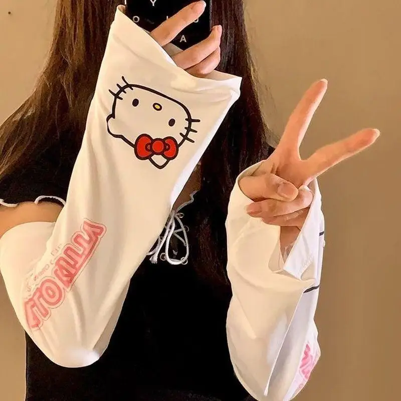 サンリオかわいいアイススリーブハローキティ夏の日焼け止めアイスシルク新スタイルアウトドアファッション快適なカジュアル多用途