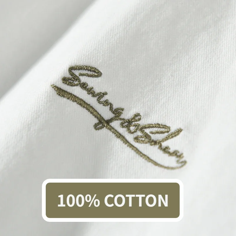 Spring New 100% Cotton Striped Casual Shirt Men Embroidery Fresh Loose Men Clothing AZ718