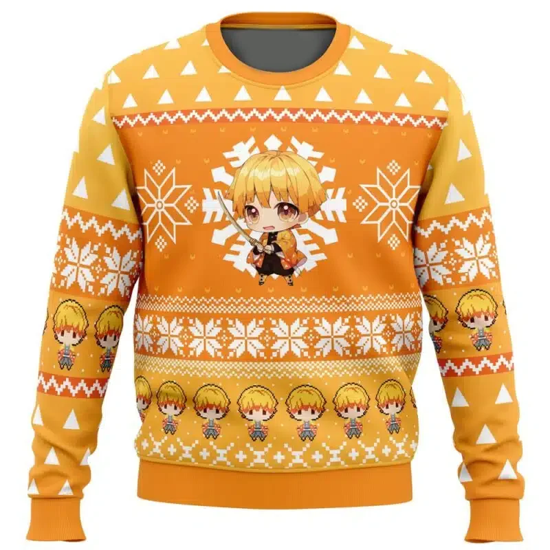 Chibi Navidad Muzan Kibutsuji Demon Slayer suéter de Navidad feo regalo Santa Claus pulóver hombres sudadera 3D y Top otoño