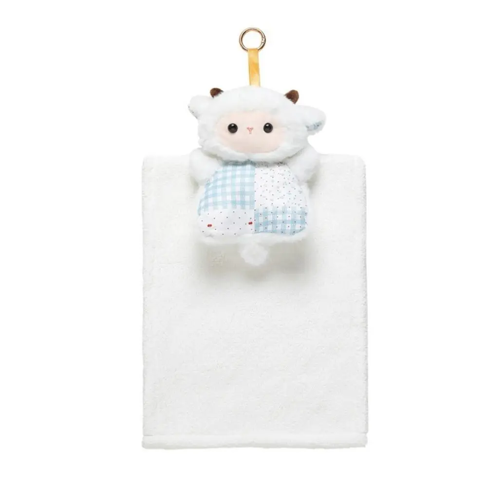 Absorbent Towel Cartoon Doll Hanging Hand Towel Absorbent Plush Cleaning Hand Cloth Quick Drying Lamb Handkerchief Cleaning Tool