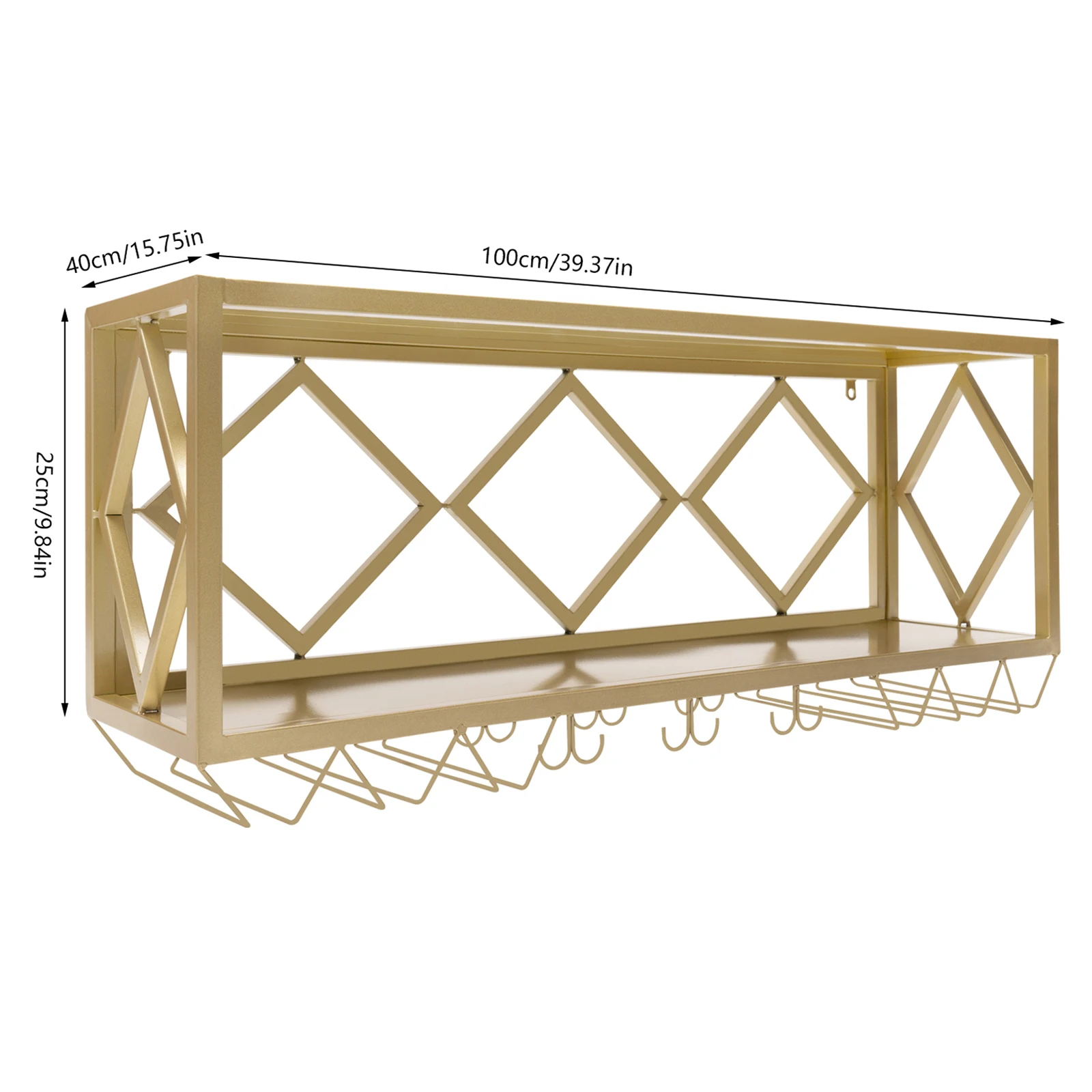 رف النبيذ الصناعي المثبت على الحائط 100*25*40 سم/39.37*9.84*15.75in رف معلق حامل زجاجات المطعم المنزلي