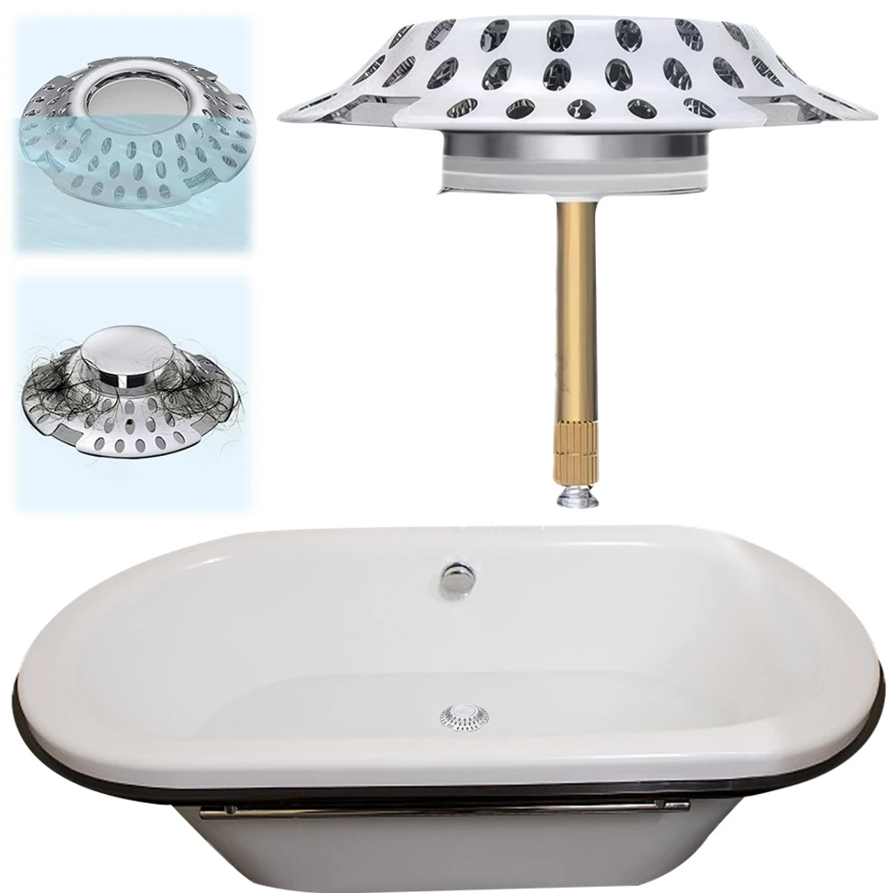 

Bathtub Plug and Cover with Strainer Bathtub Drain Hair Catcher Pop Up Tub Drain Hair Catcher for 1.57 To 2.2 in Tub Drain Hole