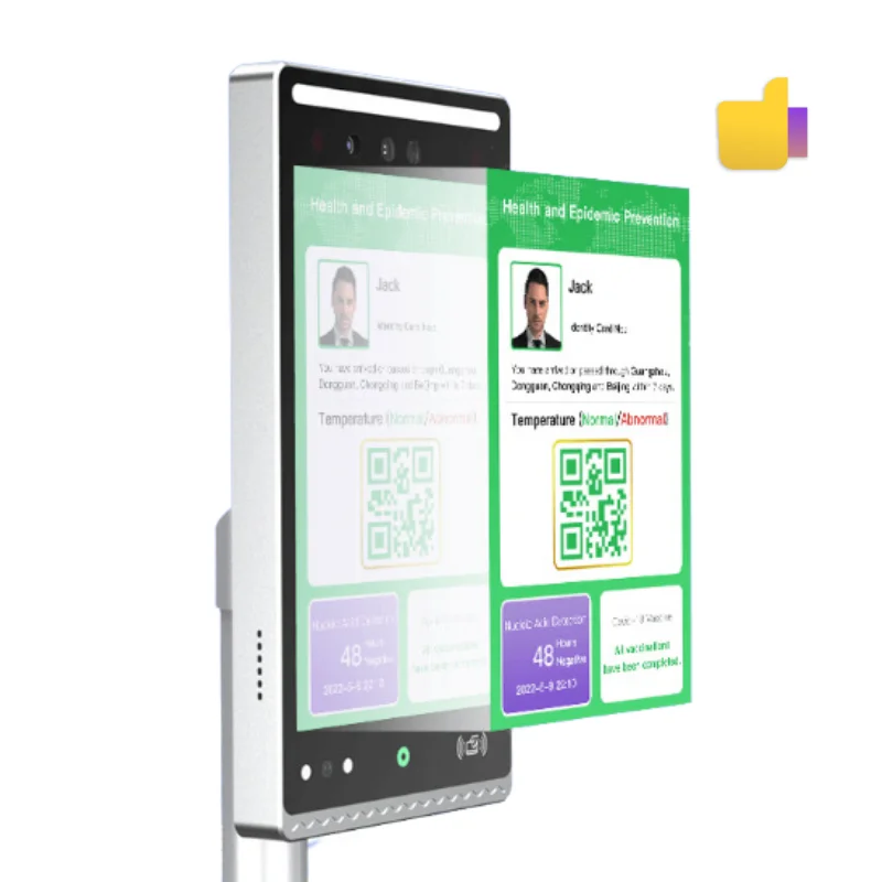 AI Face 10 Inch IPS Screen Facial Recognition Fingerprint Time Attendance With Temperature Sensor Smart Access Control System