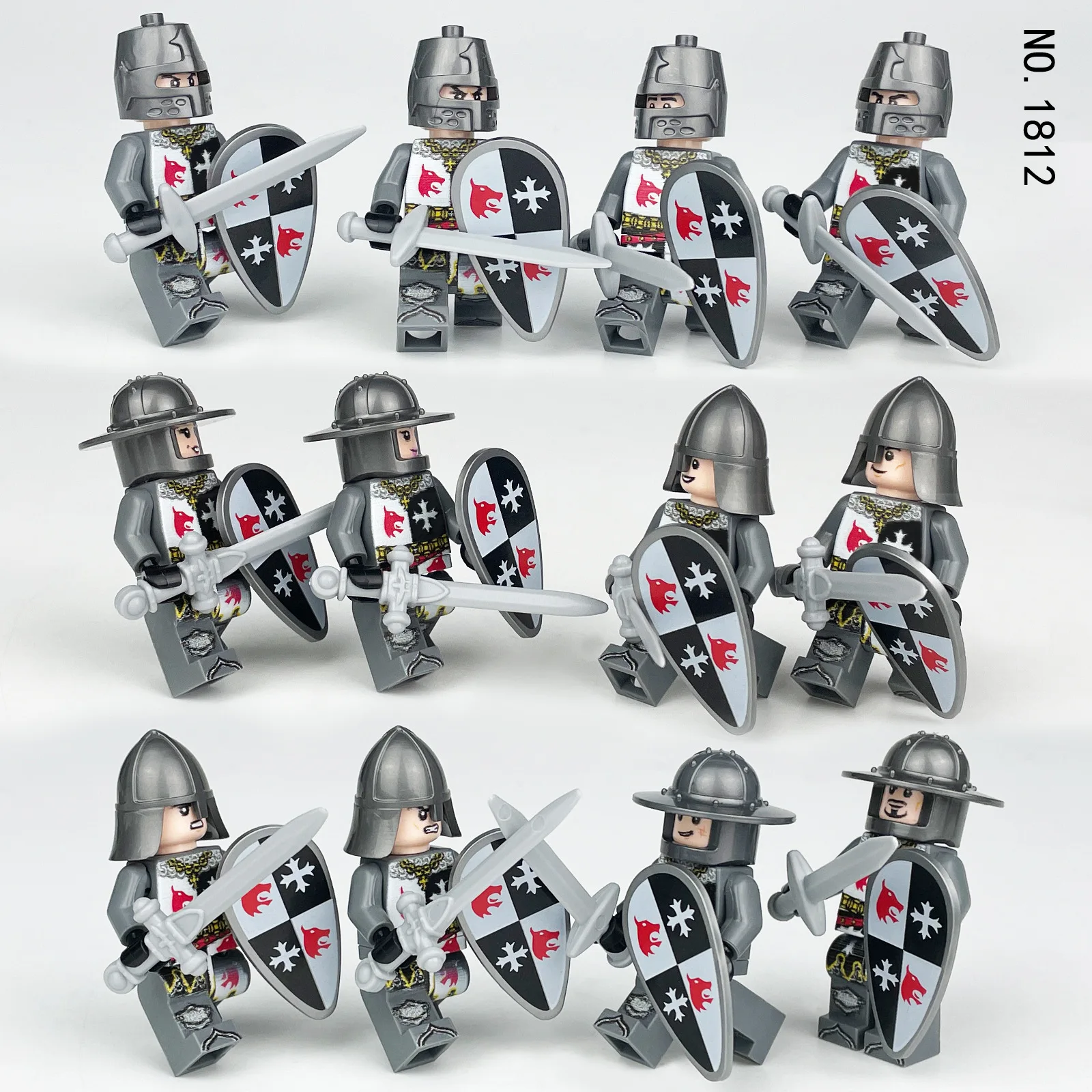 280 verschiedene mittelalterliche Ritter, römische Legion, Mini-Figuren-Bausteine, Lernspielzeug für Kinder, kleine Geschenke – Detail 34