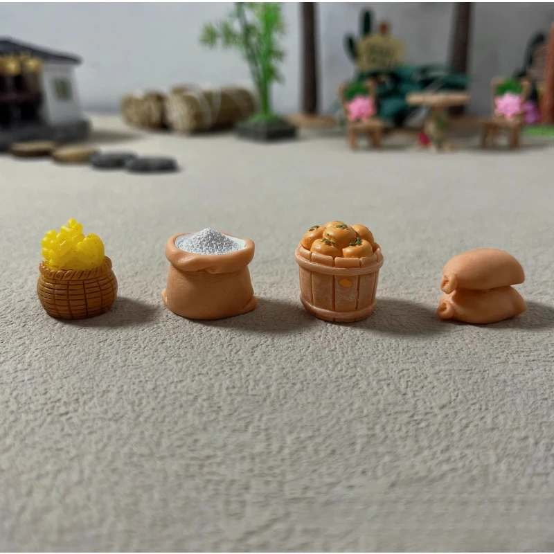 

Emulation Miniature Small Burlap Bag Rice Bag Persimmon Wheat Ear Basket Micro Scene Model Prop Decoration Ornament