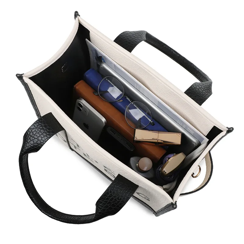 

Hot Sale Of The Season New Women's PU Leather 3D Square Shoulder Bag Letter Tote Bag Color Block Fashionable Ladies Crossbody Ba