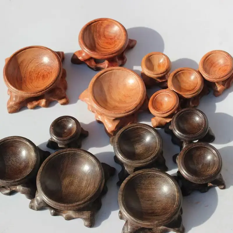 Natural Crystal Ball Base Wooden Base Solid Wood Single-Layer Fixed Feng Shui Ball Bracket Ornament for 2.5-20cm Sphere Decorate
