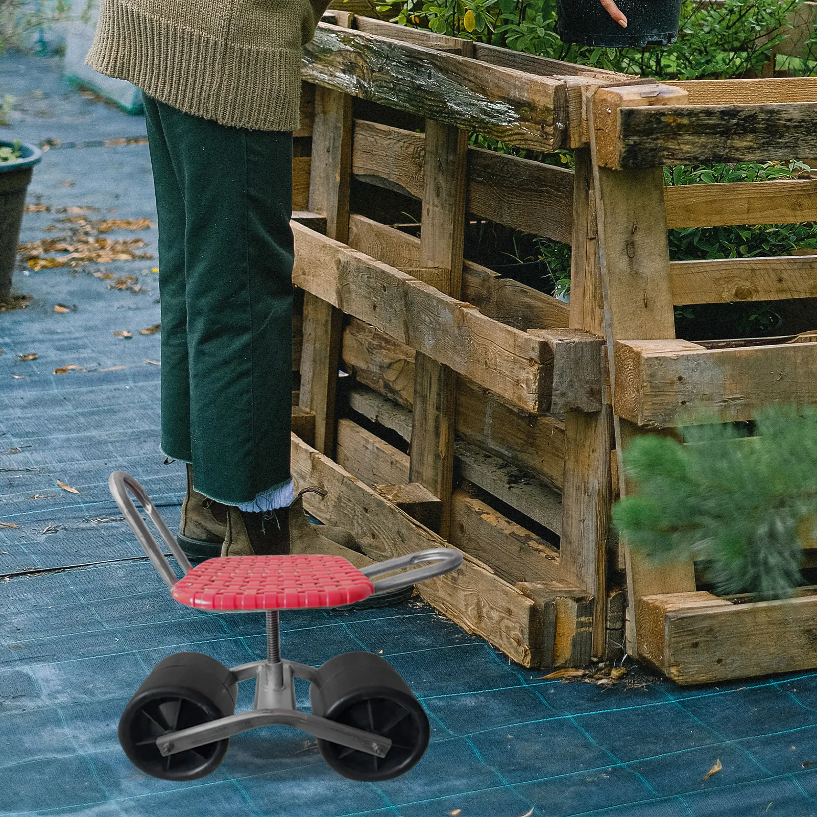 Garden Stool Wheel Rubber Stable Rolling Seat Wheel Portable Lightweight for Camping Garden Work Rolling Stool Wheels